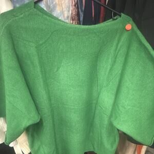 Women’s Knit Pullover Sweater Relaxed Fit Short Sleeve Boat Neck Green Size XL